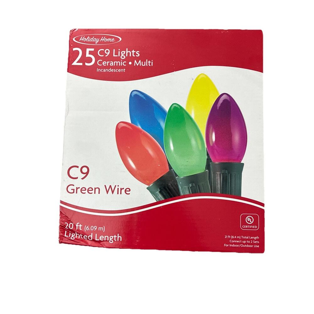 1 Box Of Holiday Time - 25 C9 Multicolor Christmas Lights